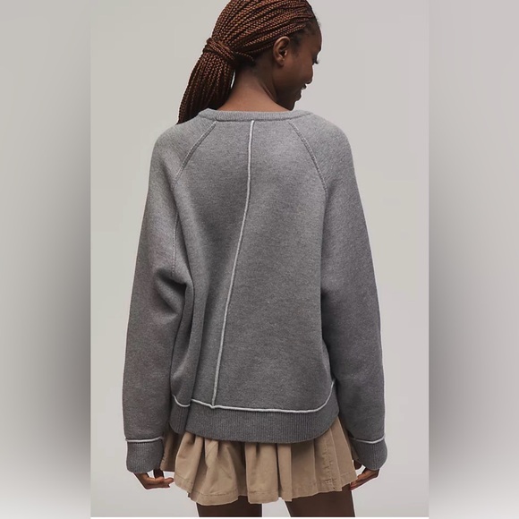 Pilcro Anthropology Heather Gray Oaklyn Crewneck Sweatshirt size M - Picture 7 of 10